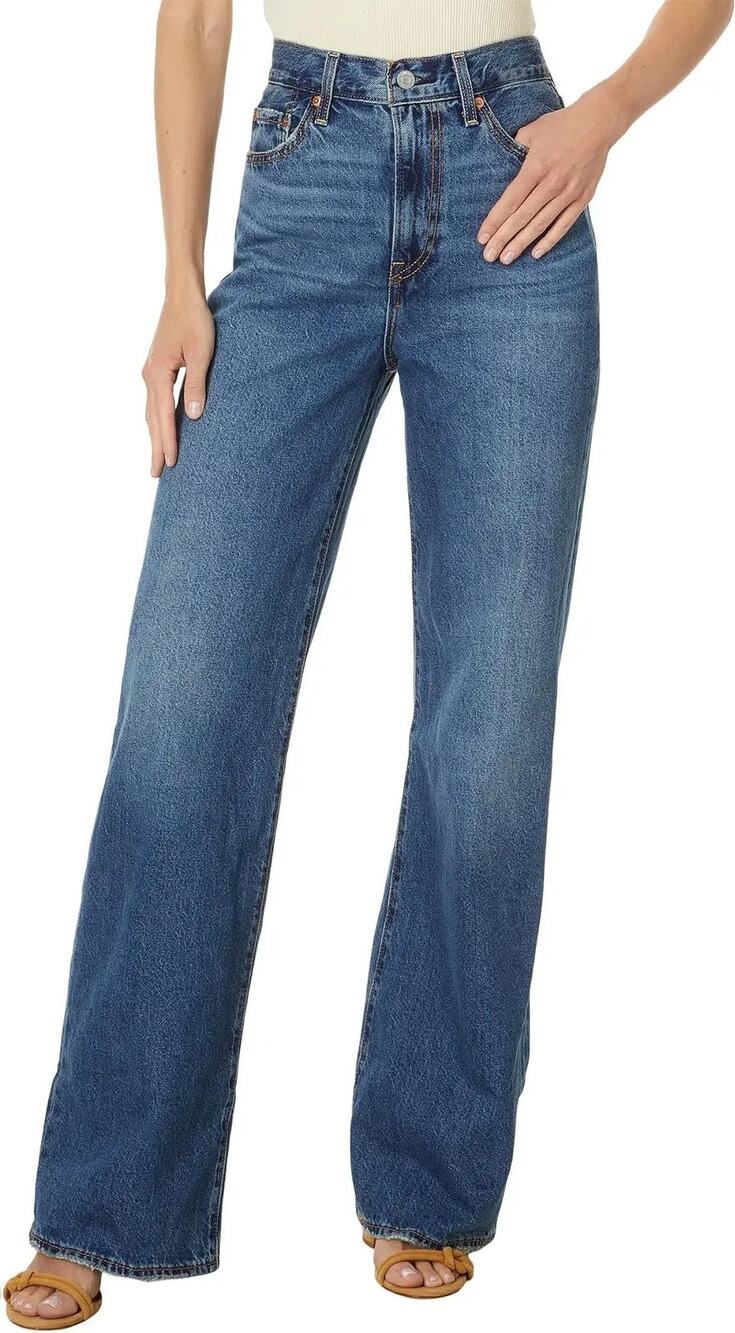 Levi's Premium Ribcage Wide Leg Jeans Size 24 Blue High Rise 90s Retro Denim